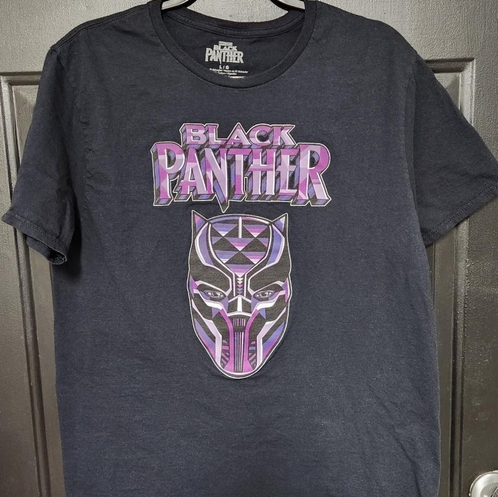 Black‎ Panther T-Shirt Mens Large Marvel Studio's Short Sleeve Graphic Te…